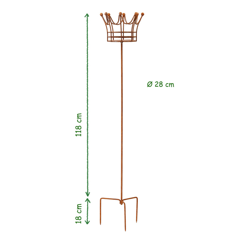 Kerzenhalter Blumenhalter "Krone" in 3 Höhen aus Metall mit Edelrost Leuchtfeuer  Gartendeko