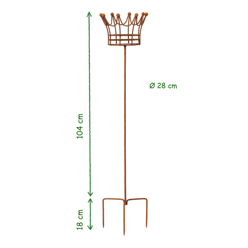 Kerzenhalter Blumenhalter "Krone" in 3 Höhen aus Metall mit Edelrost Leuchtfeuer  Gartendeko