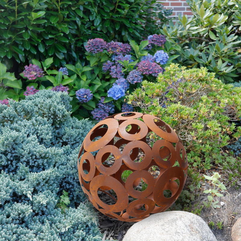 Gartendeko Beetkugel Kugel Ringe Metall Rost Dekoration Gartenkugel 40cm Durchmesser