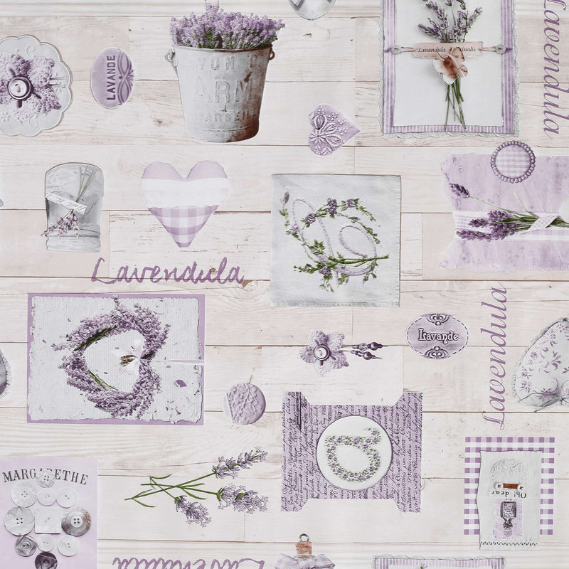 Wachstuchtischdecke Lavendula Sommer Flieder lila Lavendel 1,4m Br. Meterware
