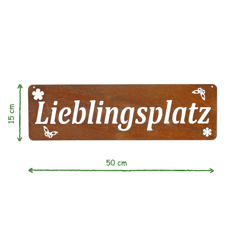 Gartendeko Lieblingsplatz Schild Wanddekoration Rost