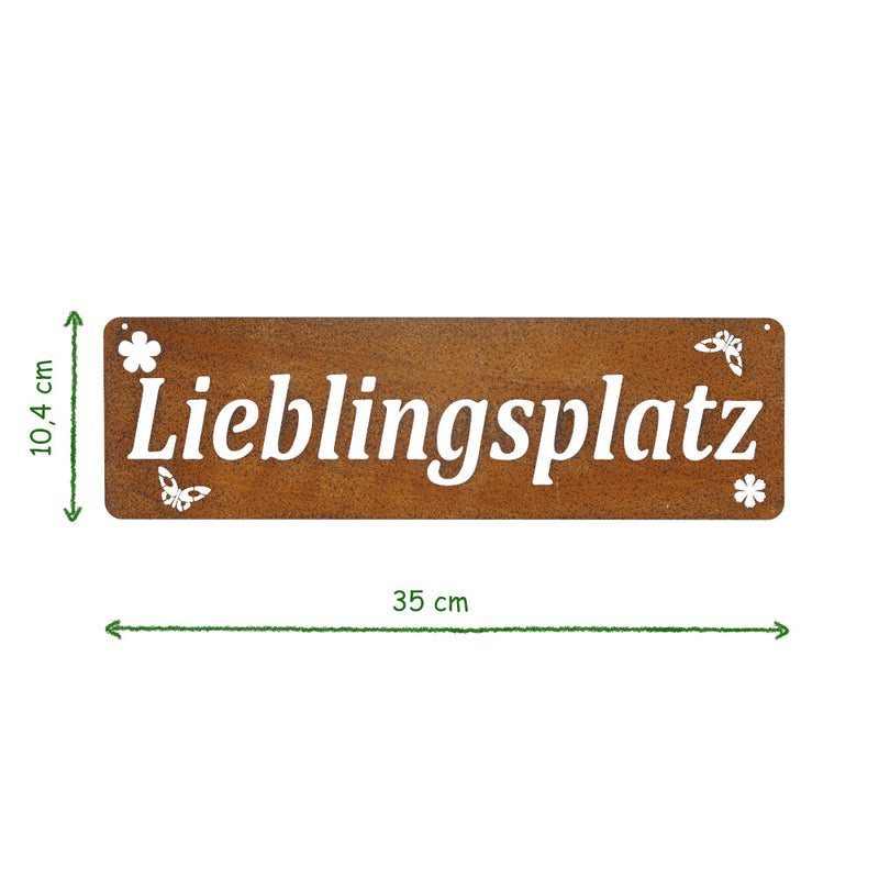 Gartendeko Lieblingsplatz Schild Wanddekoration Rost