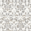 Wachstuchtischdecke "Livia" Ranken in grau-gold auf perlmutt-weißem Untergrund 1,4m Breite Länge wählbar