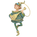 Christbaumschmuck Musiker mit Mandoline Deko mit Verzierungen grün gold 13cm