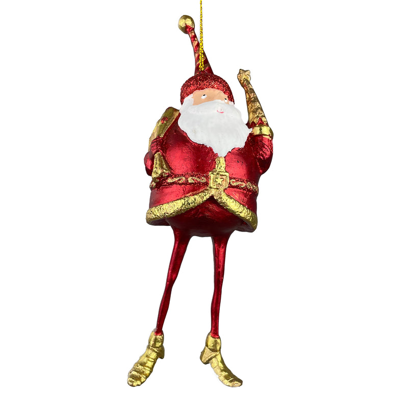 Baumschmuck Weihnachtsmann mit langen Beinen, Baum und Geschenksäckchen in rot gold Anhänger Ornament 17,5 cm