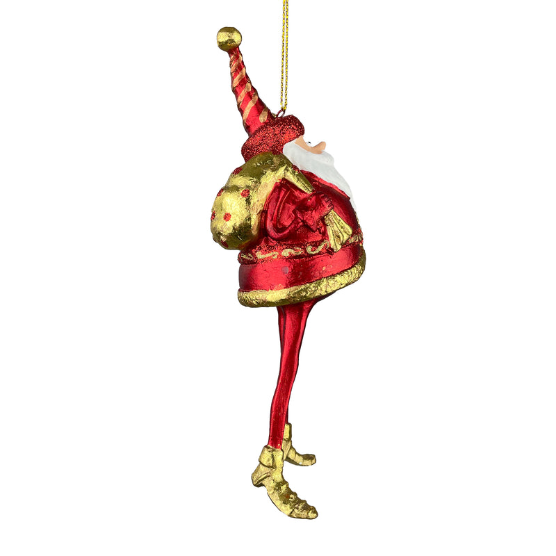 Weihnachtsmann Gabenträger Weihnachten Baumschmuck Figur Deko Hänger Christbaumschmuck 17,5 cm rot-Gold mit Geschenken