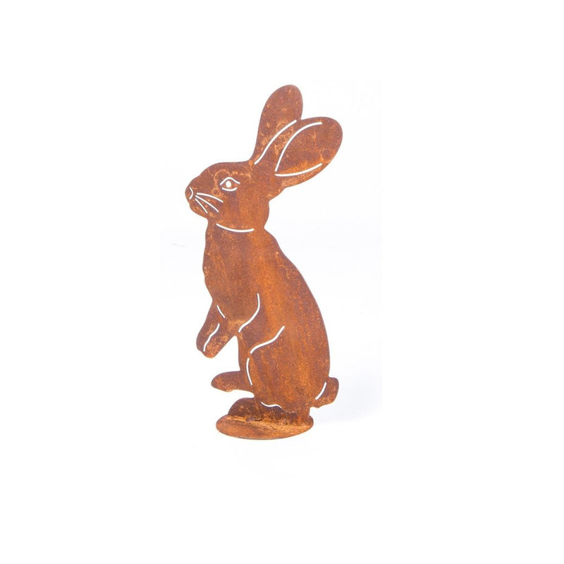 Dekoration zu Ostern Hase zum Hinstellen auf einer Platte Metall mit Edelrost Osterdeko Deko Osterhase