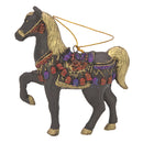 Christbaumschmuck Figur wunderschönes  Pferd aubergine-gold-rot-lila Hänger 11 cm
