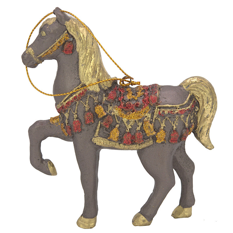 Christbaumschmuck Figur wunderschönes Pferd" braun-gold-rot Hänger 11 cm