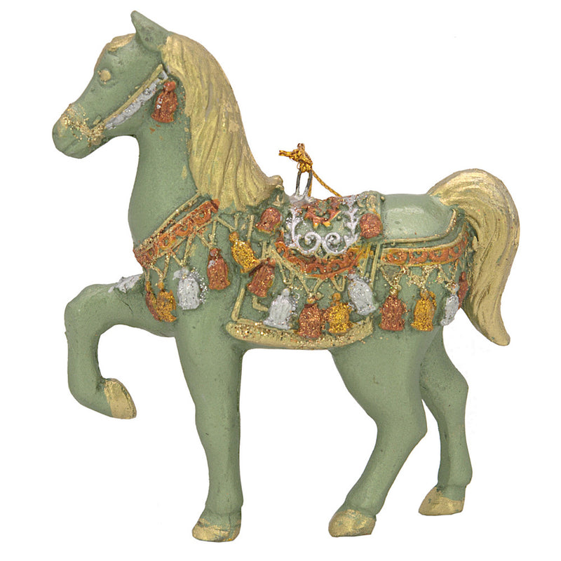 Christbaumschmuck Figur wunderschönes Pferd mint-gold-kupfer-silber Hänger 11 cm
