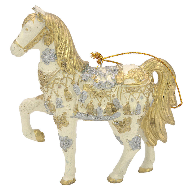 Christbaumschmuck Figur "Bezauberndes Pferd" weiß-gold Hänger 11 cm