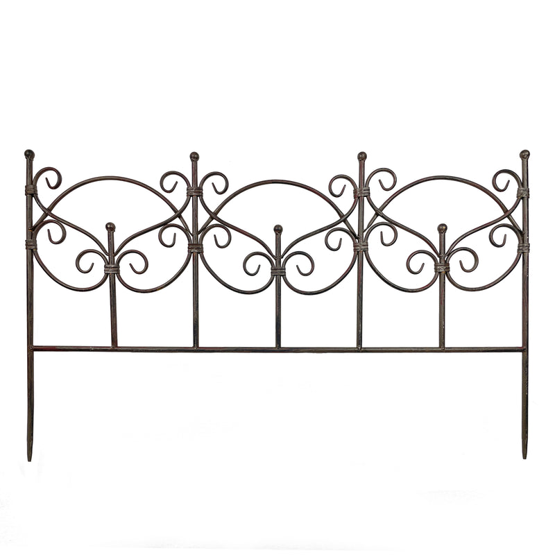 Beetzaun Zaun Zaunelement Gartenzaun Rankhilfe Stütze SANOLA Pflanzen Metall Deko 55cm hoch x 90cm lang Rankgitter dunkelbraun patiniert