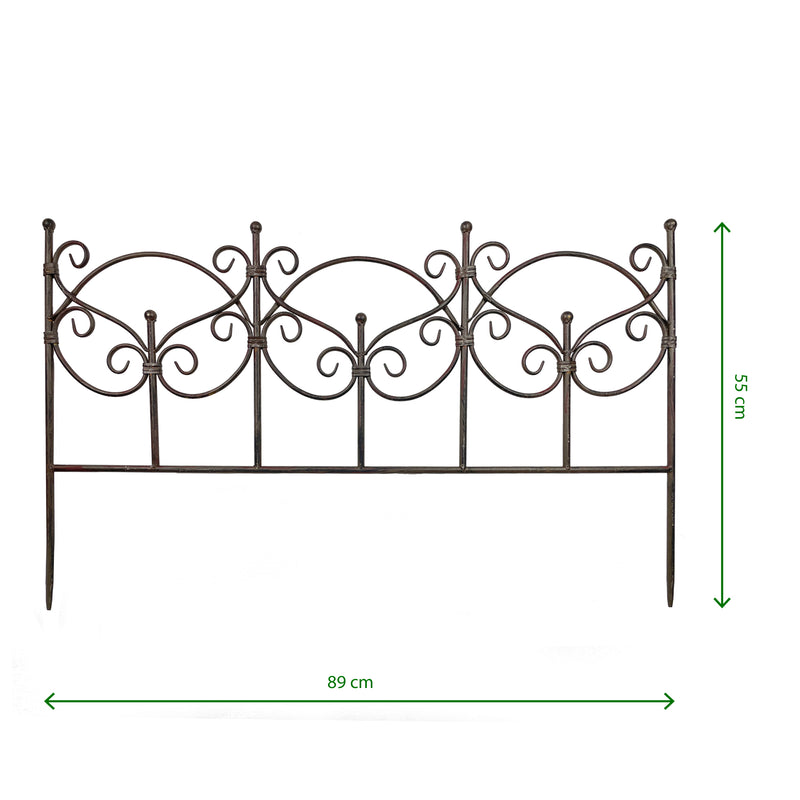 Beetzaun Zaun Zaunelement Gartenzaun Rankhilfe Stütze SANOLA Pflanzen Metall Deko 55cm hoch x 90cm lang Rankgitter dunkelbraun patiniert