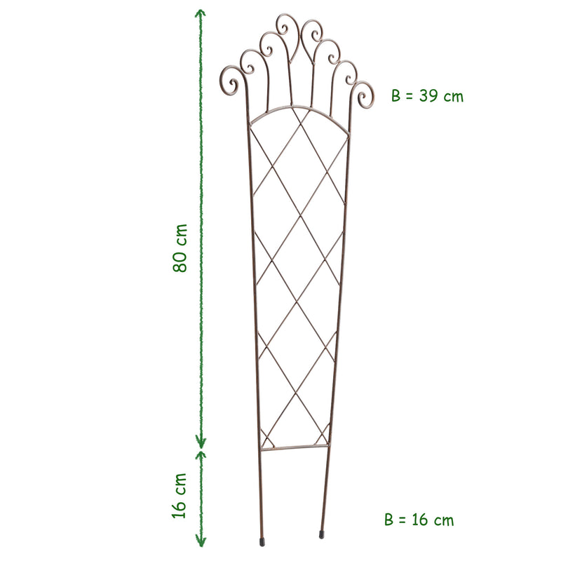 Rankhilfe Stütze konisch Pflanzen Metall Deko 96cm hoch x 39cm breit Rankgitter dunkelbraun-matt Staudenhalter Stecker