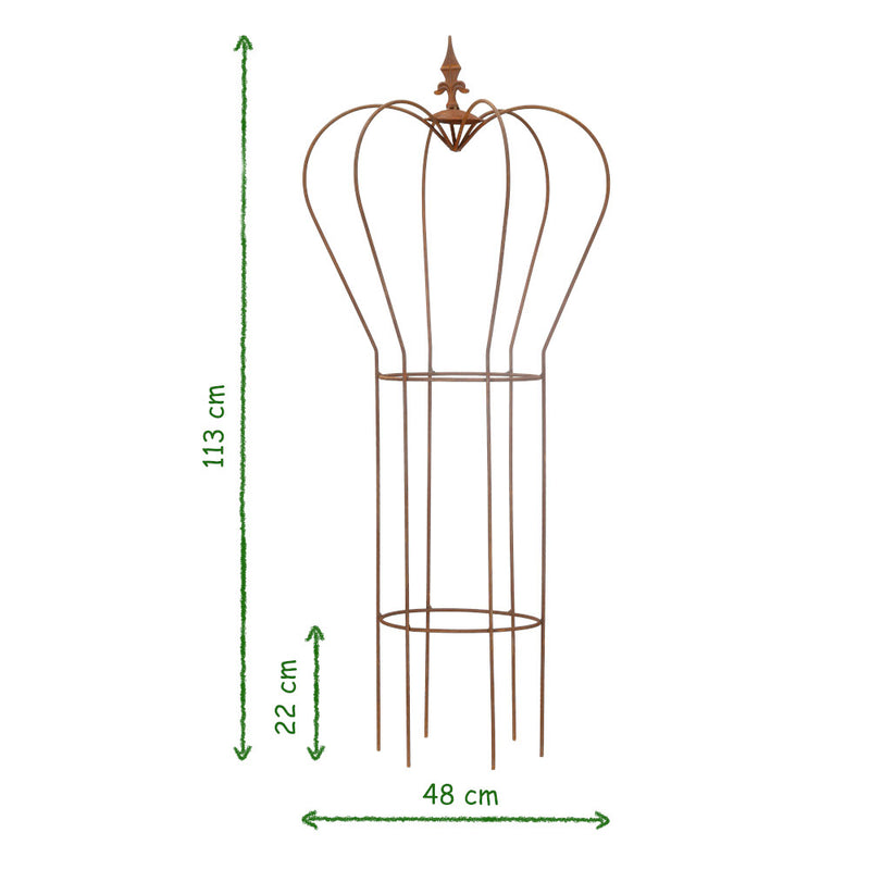 Rankgitter Rankhilfe Staudenhalter rund mit Drahtkrone Metall mit Edelrost 113cm hoch