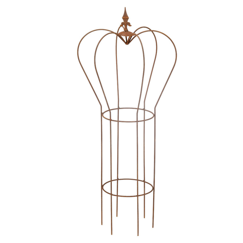 Rankgitter Rankhilfe Staudenhalter rund mit Drahtkrone Metall mit Edelrost 113cm hoch