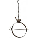 Ring für Vogelfutter Äpfel Meisenknödel Futterstation mit Kette zum Aufhängen und Vogelfigur Gusseisen/Metall Durchmesser 21 cm