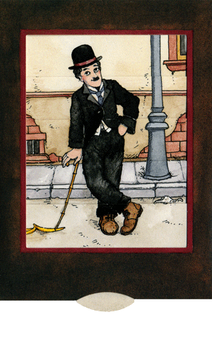 Verwandlungskarte lebende Karte Schiebekarte Klappkarte CHAPLIN