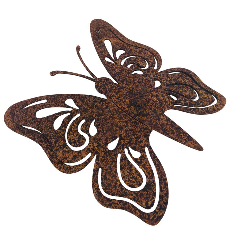 Gartendeko Schmetterling mit Dorn Schraube Insekt Baumtier Metall Rost Deko