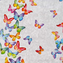 Wachstuchtischdecke PVC  "Schmetterlinge"  bunt  Untergrund grau-weiß Wachstuch 1,4m Br. Meterware