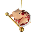 Christbaumschmuck Figur Schwein Sportler Fitnessstudio Hantelstange handbemalt Weihnachten Baumschmuck Deko Hänger Christbaumschmuck 10 cm (weiß-rot)