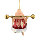 Christbaumschmuck Figur Schwein Sportler Fitnessstudio Hantelstange handbemalt Weihnachten Baumschmuck Deko Hänger Christbaumschmuck 10 cm (weiß-rot)
