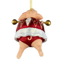 Christbaumschmuck Figur Schwein Sportler Fitnessstudio Hantelstange handbemalt Weihnachten Baumschmuck Deko Hänger Christbaumschmuck 10 cm (weiß-rot)