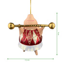 Christbaumschmuck Figur Schwein Sportler Fitnessstudio Hantelstange handbemalt Weihnachten Baumschmuck Deko Hänger Christbaumschmuck 10 cm (weiß-rot)