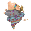 Christbaumschmuck Figur "Schwein mit Flügeln" Hänger blau-rot-lila-gold Weihnachten 10cm