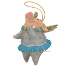Christbaumschmuck Figur "Schwein mit Flügeln und Stern" Hänger Weihnachten hellblau silber 10cm