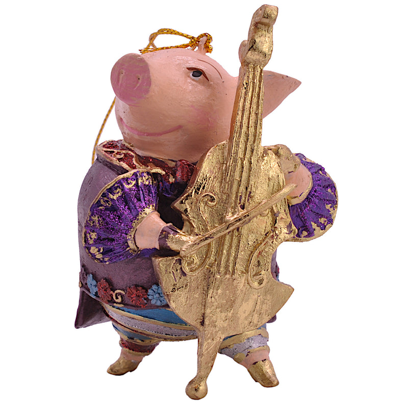 Christbaumschmuck Figur Schwein Musikant Musiker Musikinstrumente handbemalt Weihnachten Baumschmuck Deko Hänger Christbaumschmuck 12 cm (lila)