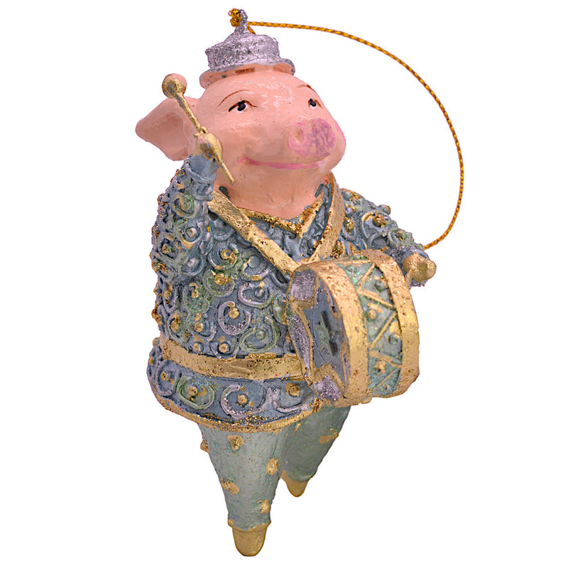 Christbaumschmuck Figur Schwein Musikant Musiker Musikinstrumente handbemalt Weihnachten Baumschmuck Deko Hänger Christbaumschmuck 12 cm (hellblau)