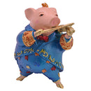 Christbaumschmuck Figur Schwein Musikant Musiker Musikinstrumente handbemalt Weihnachten Baumschmuck Deko Hänger Christbaumschmuck 12 cm (blau)