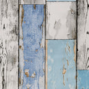 Wachstuchtischdecke  PVC "Scrapwood"  Holzdielenoptik weiß-blau-grau  1,4m Breite Länge wählbar