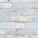 Wachstuchtischdecke  PVC "Scrapwood"  Holzdielenoptik weiß-blau-grau  1,4m Breite Länge wählbar