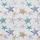Wachstuchtischdecke PVC "Seesterne" maritim türkis lila beige  1,4m Br. Meterware