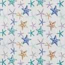 Wachstuchtischdecke PVC "Seesterne" maritim türkis lila beige  1,4m Br. Meterware