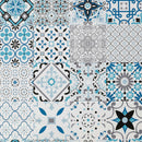 Wachstuchtischdecke "Squares Blue" Fliesenmuster blau grau türkis 1,4m Breite Länge wählbar