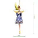 Christbaumschmuck Engel in einem dunkelblau-goldenen Kleid Weihnachten Ornament Anhänger mit Bäumchen 16cm hoch