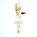 Christbaumschmuck Engel in einem weiß-silber-gold-grünem Kleid u. Bäumchen 16cm