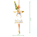 Christbaumschmuck Engel in einem weiß-silber-gold-grünem Kleid u. Bäumchen 16cm