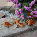 3-er Set oder einzeln Gartendeko Schildkröte Salamander und Frosch Figur Gusseisen verrostet Metall Rost Deko Teich Garten