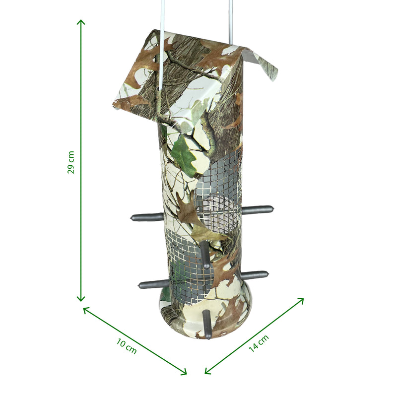 FUTTERSTATION GRÜN Vogelhaus Futterhaus Futtersilo Futterturm Futtersäule Futterstelle Futterplatz Waldmotiv Wildvögel Garten Vogel 29cm hoch