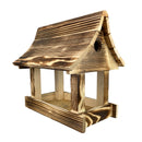 FUTTERHAUS braun geflammt Naturholz Vogelhaus Futterhaus Futterstelle Futterplatz Wildvögel Garten Vogel