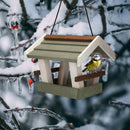 FUTTERHAUS mit grünem Dach Vogelhaus Futterhaus Futterstelle Futterplatz Wildvögel Garten Vogel