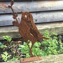 Gartendeko Vogel mit Zweig Baumtier Metall Rost Deko