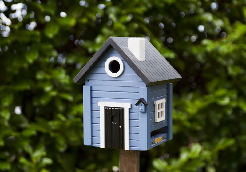 MULTIHOLK BLAUES HAUS Vogelhaus Futterhaus und Nistkasten Futterstelle Futterplatz Wildvögel Garten Vogel