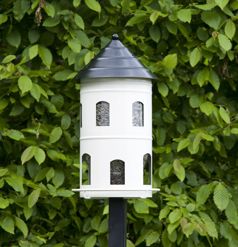 FUTTERSTATION GIGANT XXL WEIß Vogelhaus Futterhaus Futtersilo Futterturm Futtersäule Futterstelle Futterplatz Wildvögel Garten Vogel
