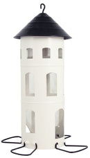 FUTTERSTATION KOMBI SAMEN WEIß Vogelhaus Futterhaus Futtersilo Futterturm Futtersäule Futterstelle Futterplatz Wildvögel Garten Vogel