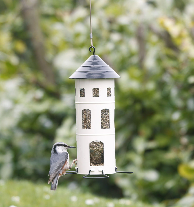 FUTTERSTATION KOMBI SAMEN WEIß Vogelhaus Futterhaus Futtersilo Futterturm Futtersäule Futterstelle Futterplatz Wildvögel Garten Vogel